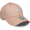 new-era-curved-brim-women-9forty-mini-logo-new-york-yankees-mlb-pink-adjustable-cap