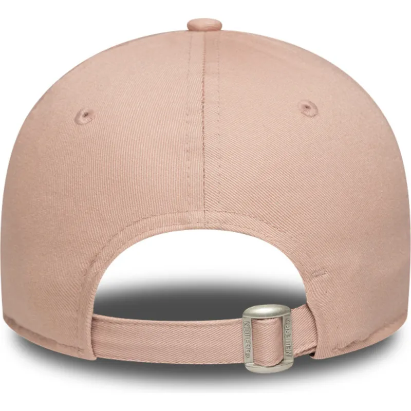 lyserod-justerbar-buet-kasket-til-kvinder-9forty-mini-logo-fra-new-york-yankees-mlb-fra-new-era