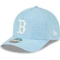 hellblaue-gebogene-snapback-kappe-9forty-m-crown-a-frame-cotton-weave-der-boston-red-sox-mlb-von-new-era