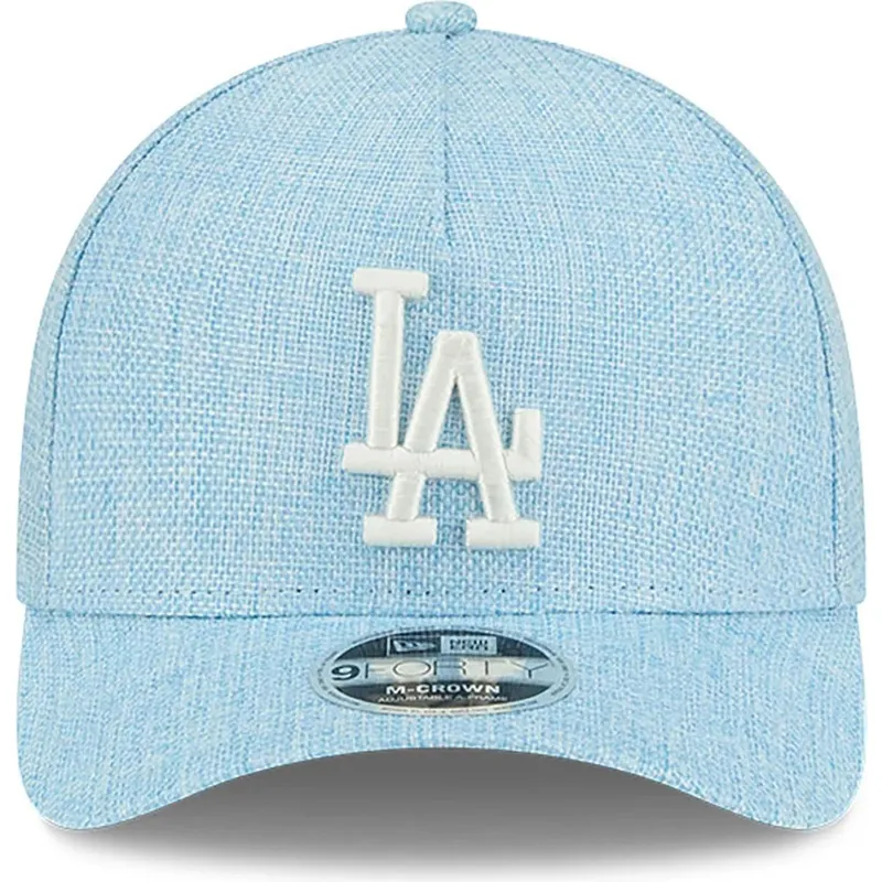 hellblaue-gebogene-snapback-kappe-9forty-m-crown-a-frame-cotton-weave-der-los-angeles-dodgers-mlb-von-new-era
