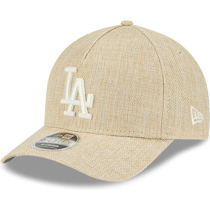 shapka-izvita-bezhov-snapbek-9forty-m-crown-a-frame-cotton-weave-na-los-angeles-dodgers-mlb-ot-new-era