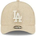 beige-gebogener-snapback-9forty-m-crown-a-frame-cotton-weave-kappe-der-los-angeles-dodgers-mlb-von-new-era