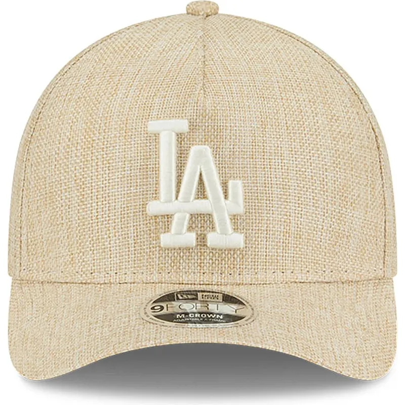 shapka-izvita-bezhov-snapbek-9forty-m-crown-a-frame-cotton-weave-na-los-angeles-dodgers-mlb-ot-new-era