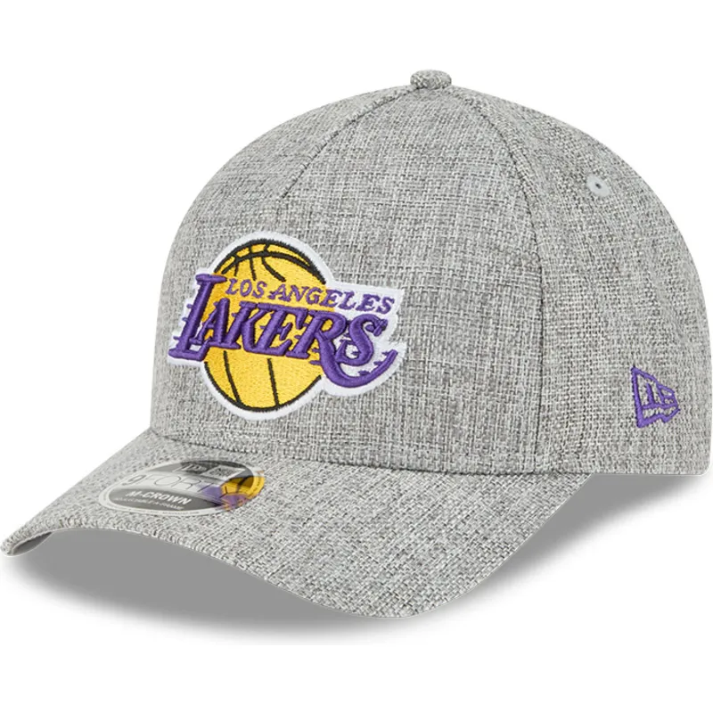 shapka-izvita-siv-snapbek-9forty-m-crown-a-frame-cotton-weave-na-los-angeles-lakers-nba-ot-new-era