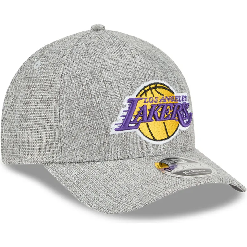 shapka-izvita-siv-snapbek-9forty-m-crown-a-frame-cotton-weave-na-los-angeles-lakers-nba-ot-new-era