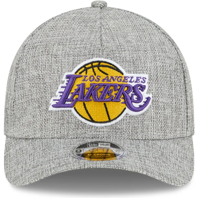shapka-izvita-siv-snapbek-9forty-m-crown-a-frame-cotton-weave-na-los-angeles-lakers-nba-ot-new-era