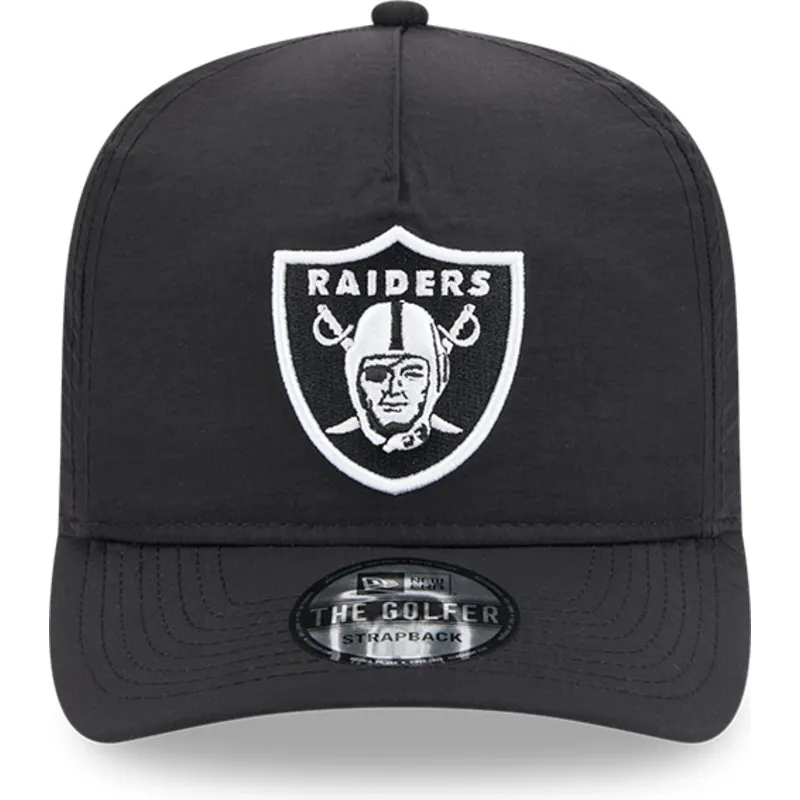 schwarze-verstellbare-curved-cap-golfer-everyday-nylon-der-las-vegas-raiders-nfl-von-new-era