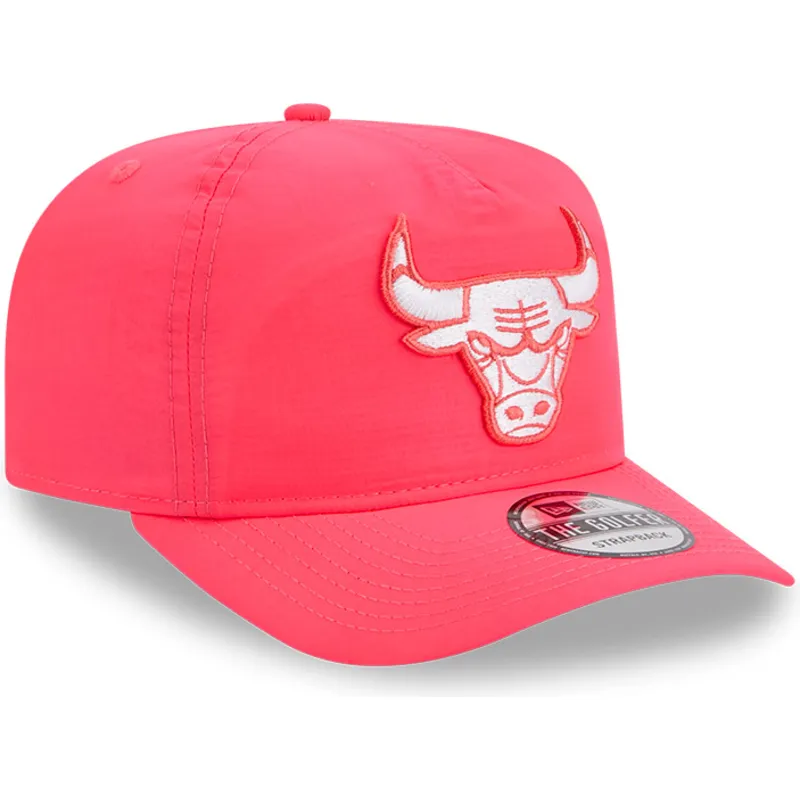 rosa-verstellbare-gebogene-kappe-golfer-everyday-nylon-von-chicago-bulls-nba-von-new-era