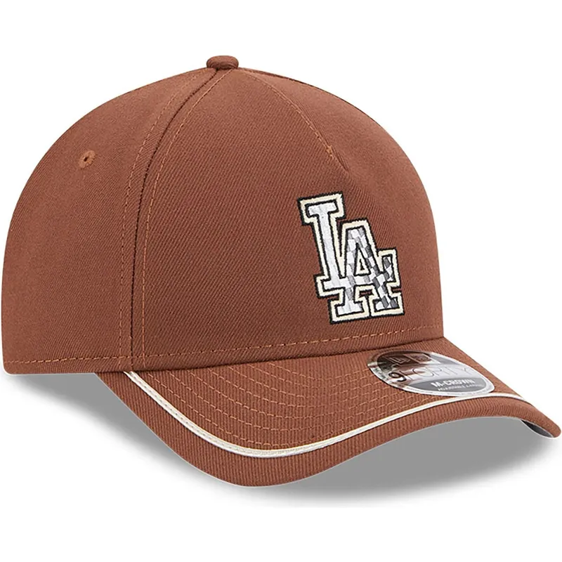 brun-buet-snapback-kasket-9forty-m-crown-a-frame-motorsport-fra-los-angeles-dodgers-mlb-fra-new-era
