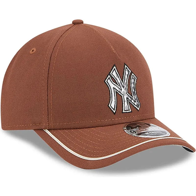 brun-buet-snapback-9forty-m-crown-a-frame-motorsport-kasket-fra-new-york-yankees-mlb-af-new-era