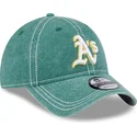 grune-verstellbare-curved-cap-9twenty-washed-contrast-der-oakland-athletics-mlb-von-new-era
