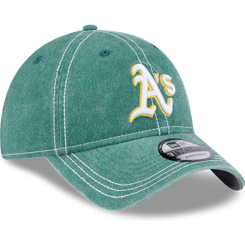oakland-athletics-mlb-new-era-9twenty-justerbar-gron-buet-kasket-med-vasket-kontrast