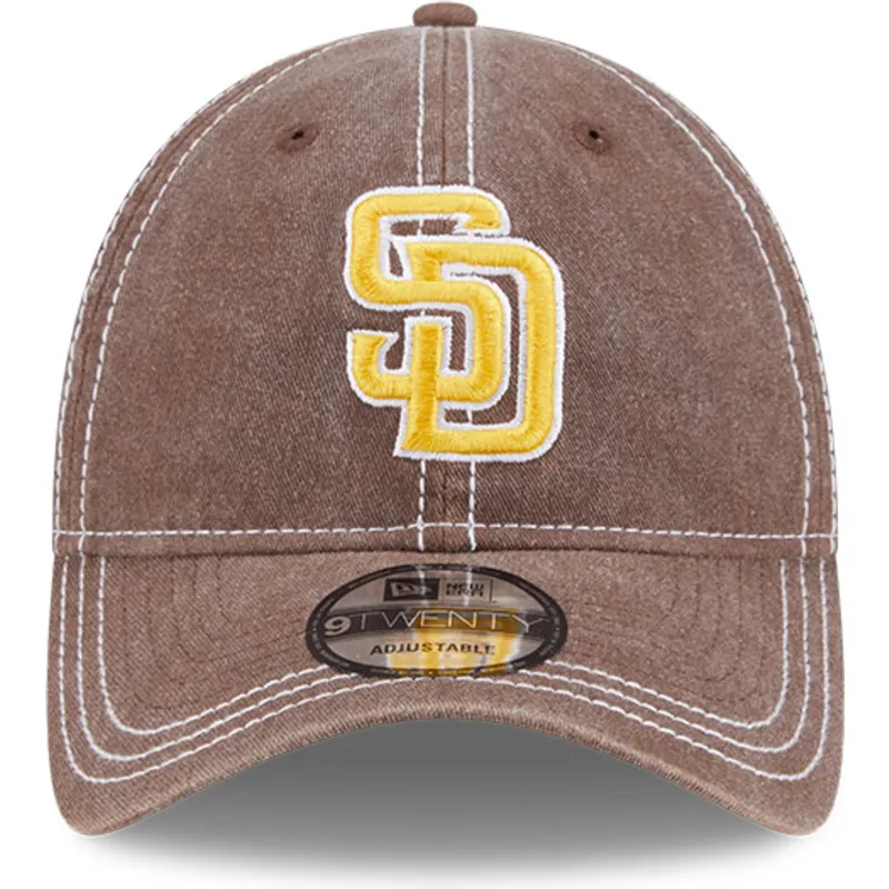 braune-gebogene-verstellbare-kappe-9twenty-washed-contrast-der-san-diego-padres-mlb-von-new-era