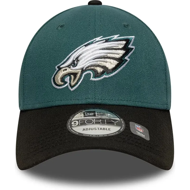 grune-und-schwarze-verstellbare-curved-cap-9forty-the-league-der-philadelphia-eagles-nfl-von-new-era