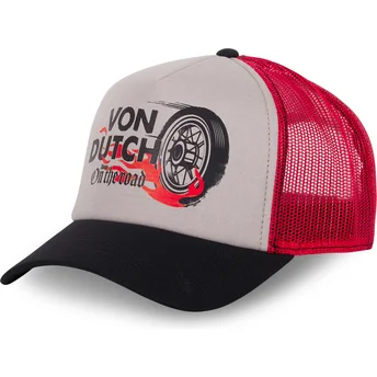 Casquette trucker grise, rouge et noire CREW21 Von Dutch