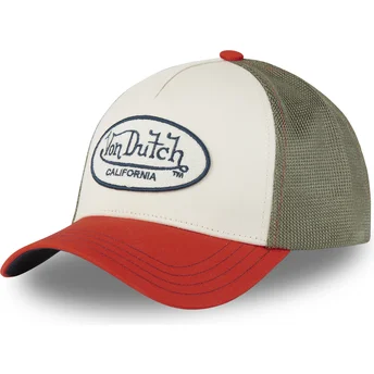 Casquette trucker beige, verte et rouge TERRY07 Von Dutch