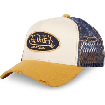 Casquette trucker beige, bleue et jaune USED 05 Von Dutch