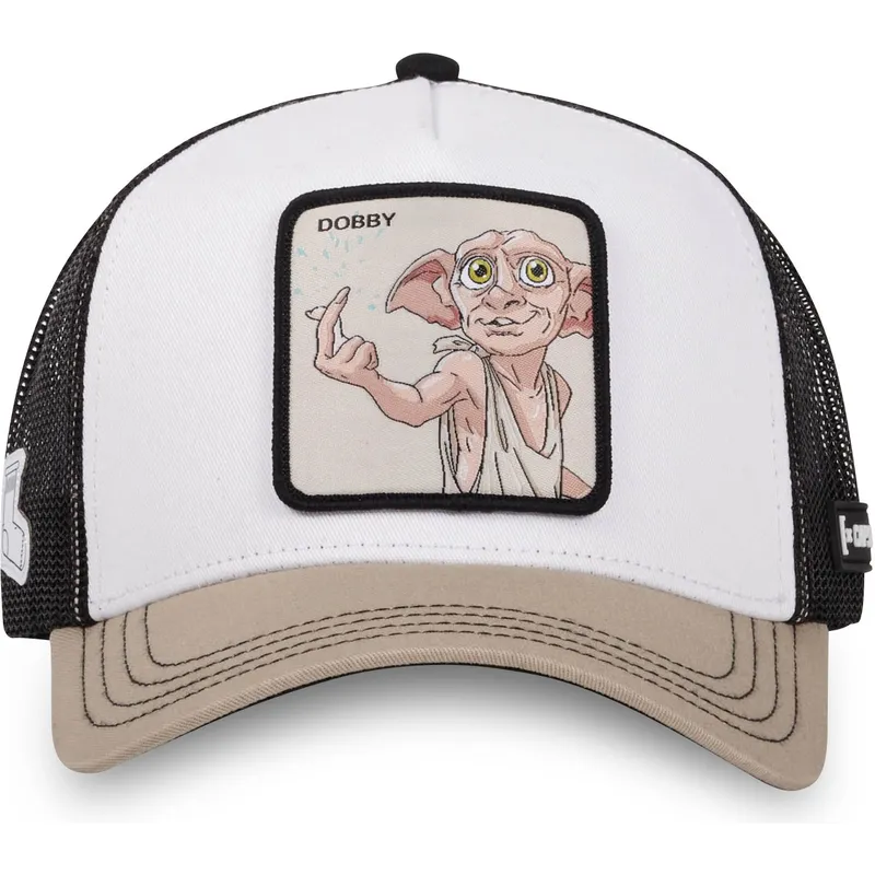 hvid-sort-og-beige-trucker-kasket-dobby-dob1-harry-potter-fra-capslab
