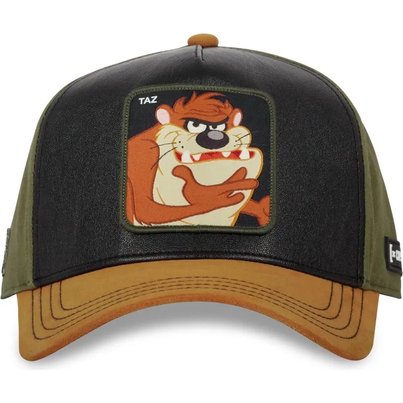 schwarze-grune-und-braune-gebogene-snapback-kappe-tasmanischer-teufel-loo10-taz-looney-tunes-von-capslab