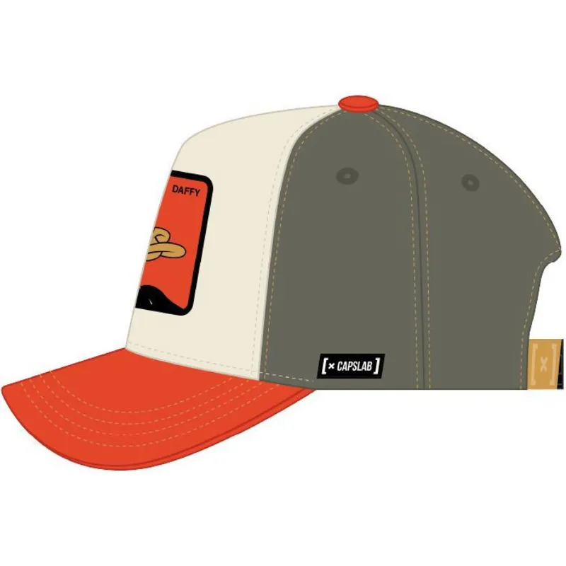 beige-und-orange-gebogene-snapback-kappe-daffy-duck-loo11-daf-looney-tunes-von-capslab