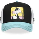 schwarze-weisse-und-blaue-trucker-kappe-silvestre-loo11-syl-looney-tunes-von-capslab