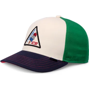 Djinns Шапка с Извита Козирка Youth Rocket Ice Food Бежова, Зелена и Синя Snapback