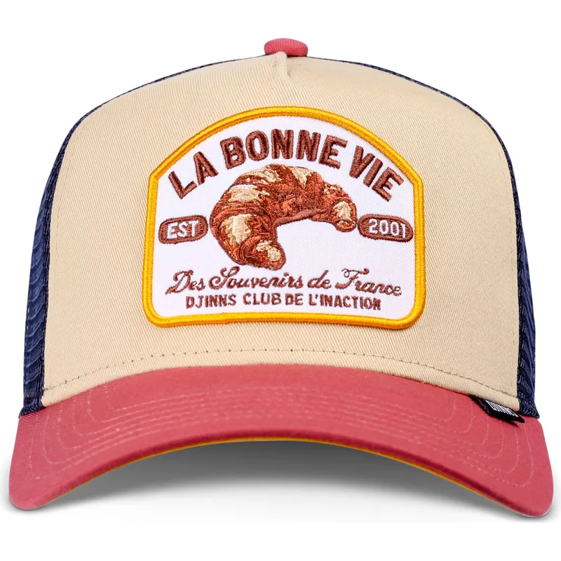 beige-bla-og-rod-trucker-kasket-croissant-hft-la-bonne-vie-2-fra-djinns