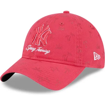 New Era Извита Козирка Дамска 9TWENTY Pattern Spring Training Fan Pack 2025 New York Yankees MLB Розова Регулируема Шапка