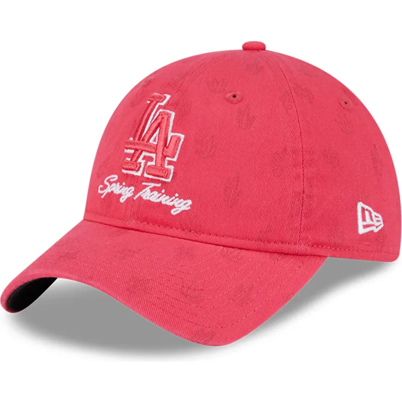 justerbar-pink-buet-kasket-til-kvinder-9twenty-pattern-spring-training-fan-pack-2025-los-angeles-dodgers-mlb-fra-new-era