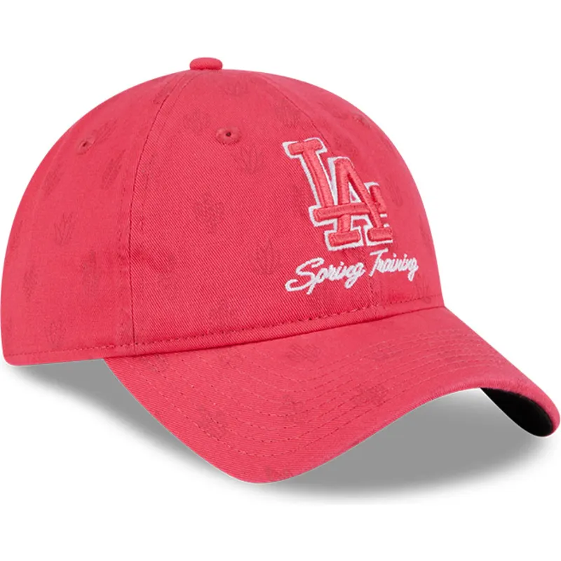 lyserod-justerbar-buet-kasket-til-kvinder-9twenty-pattern-spring-training-fan-pack-2025-fra-los-angeles-dodgers-mlb-fra-new-era