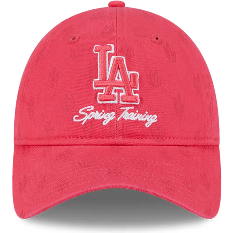 justerbar-pink-buet-kasket-til-kvinder-9twenty-pattern-spring-training-fan-pack-2025-los-angeles-dodgers-mlb-fra-new-era