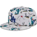 new-era-flat-brim-9fifty-print-spring-training-fan-pack-2025-los-angeles-dodgers-mlb-white-snapback-cap