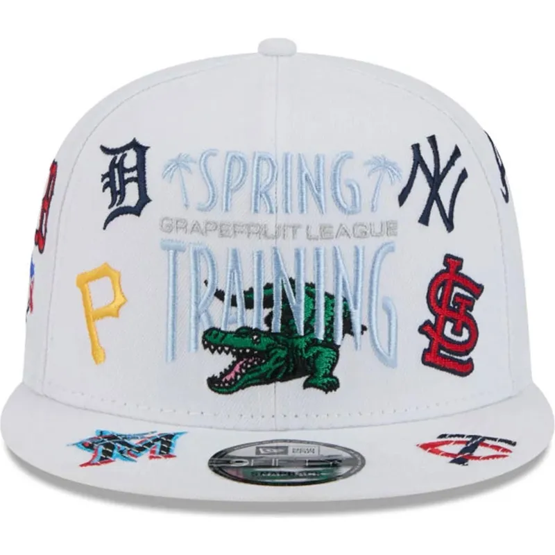 hvid-flad-snapback-kasket-9fifty-scatter-spring-training-fan-pack-2025-med-mlb-grapefruit-league-logo-fra-new-era