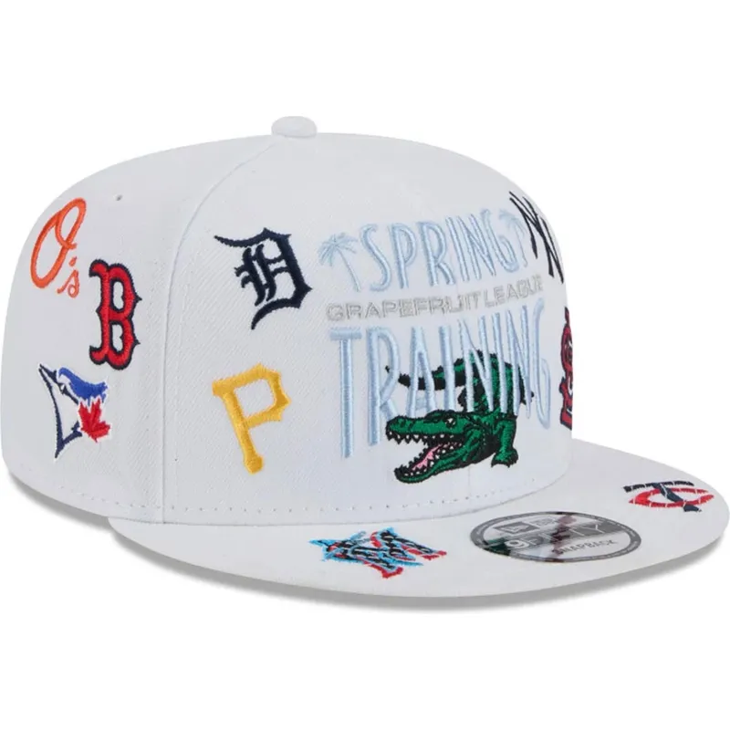 hvid-flad-snapback-kasket-9fifty-scatter-spring-training-fan-pack-2025-med-mlb-grapefruit-league-logo-fra-new-era