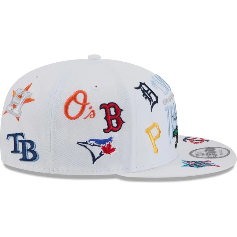 hvid-flad-snapback-kasket-9fifty-scatter-spring-training-fan-pack-2025-med-mlb-grapefruit-league-logo-fra-new-era
