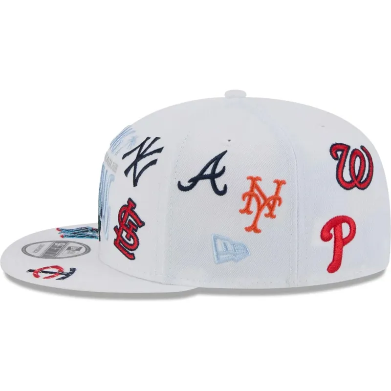 hvid-flad-snapback-kasket-9fifty-scatter-spring-training-fan-pack-2025-med-mlb-grapefruit-league-logo-fra-new-era