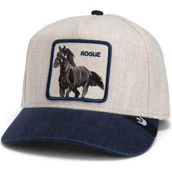 Goorin Bros. Curved Brim Horse Rogue Thread Rebel Rugged Comfort The Farm Beige and Navy Blue Snapback Cap