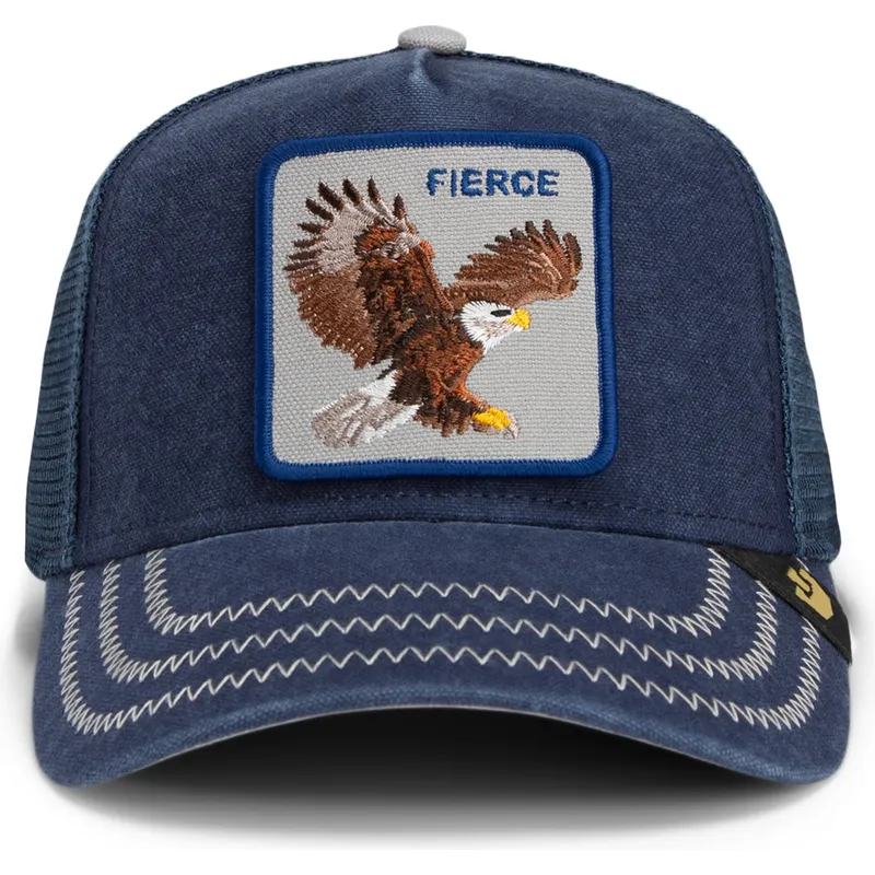 marinebla-truckerkasket-med-orn-fierce-bird-of-prey-core-canvas-the-farm-fra-goorin-bros