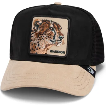 Goorin Bros. Warrior The Suede Cheetah Global Core Micro Suede The Farm Black and Beige Trucker Hat