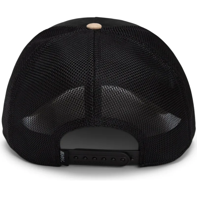 trucker-cap-schwarz-und-beige-gepard-warrior-the-suede-cheetah-global-core-micro-suede-the-farm-von-goorin-bros