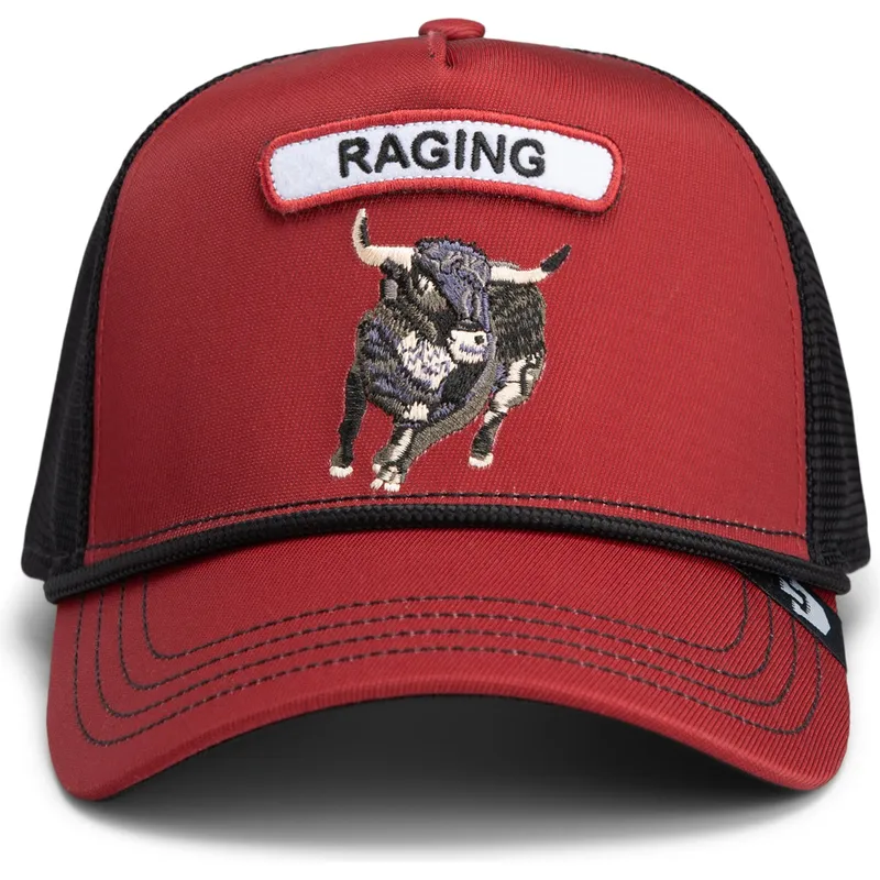 trucker-kasket-rod-og-sort-tyr-gb2-raging-bull-the-rocker-the-farm-fra-goorin-bros