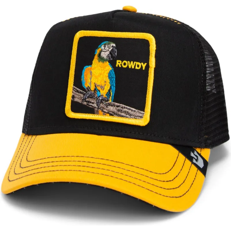 goorin-bros-the-rowdy-bird-fab-farm-sort-og-gul-papegoje-trucker-kasket