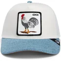 goorin-bros-the-farm-hvid-og-bla-trucker-kasket-gallo-cock-rooster-fan-institution-ball-club-global-core-denim