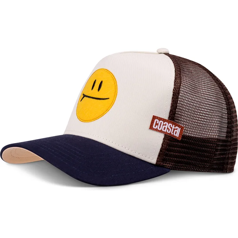 beige-og-marinebla-trucker-kasket-surf-and-smile-hft-fra-coastal