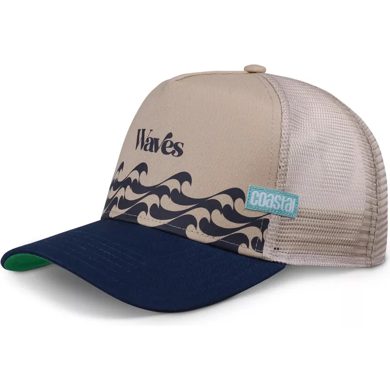 bauhaus-waves-hft-beige-og-marinebla-trucker-kasket-fra-coastal