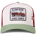 gorra-trucker-beige-rod-og-gron-slow-ride-high-times-hft-fra-coastal