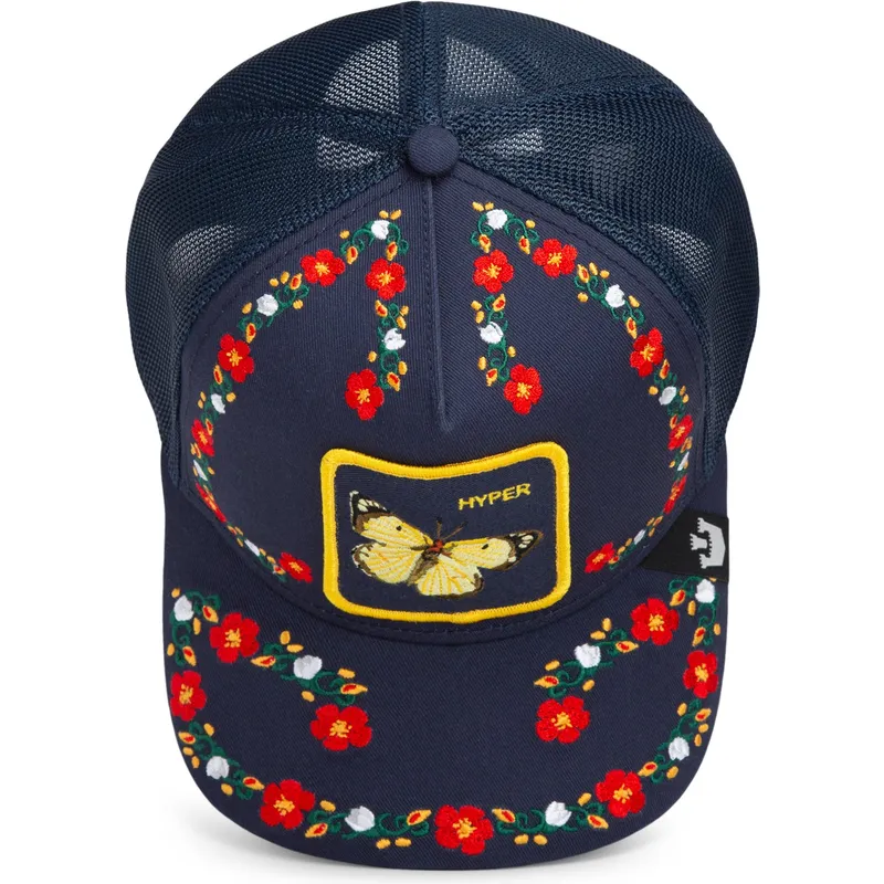 shapka-izvita-shapka-traker-tmnosin-snapbek-goorin-bros-butterfly-hyper-active-flora-fauna-the-farm-navy-blue-hat-the-farm-ot-go