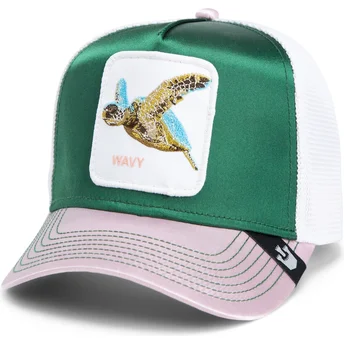 goorin-bros-turtle-wavy-allablur-great-escape-the-farm-grune-weisse-und-rosa-trucker-mutze