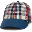 shapka-izvita-tmnosin-snapbek-goorin-bros-curved-brim-raised-in-a-barn-papa-cap-madras-the-farm-navy-blue-and-red-cap-the-farm-o