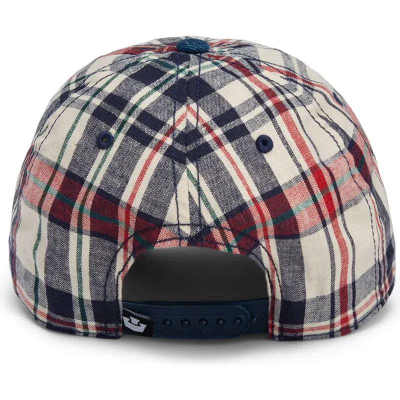 goorin-bros-curved-brim-raised-in-a-barn-papa-cap-madras-the-farm-marineblaue-und-rote-snapback-cap